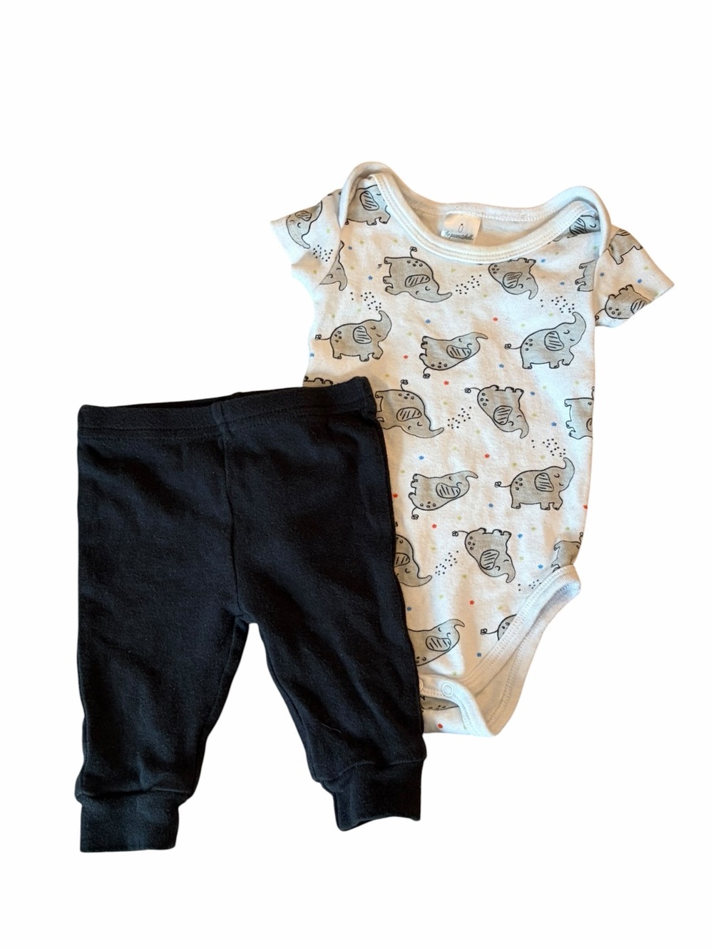 The Peanutshell Elephant Bodysuit & Pants Set 0–3M 2-Piece Baby Outfit